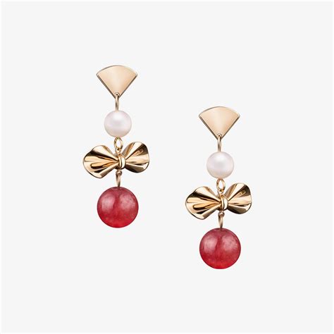 14k Gold Bow Pearl Earrings Jewelry For Women Loverodin