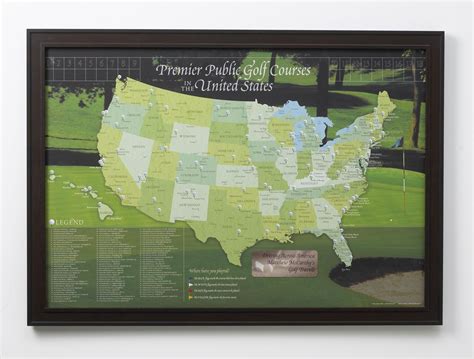 Usa Golf Course Push Pin Map Framed Bargain Bin From