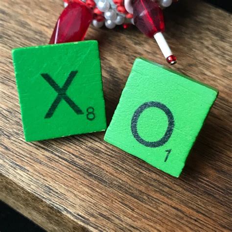 Green Scrabble X And O Letter Tile Post Earrings Etsy