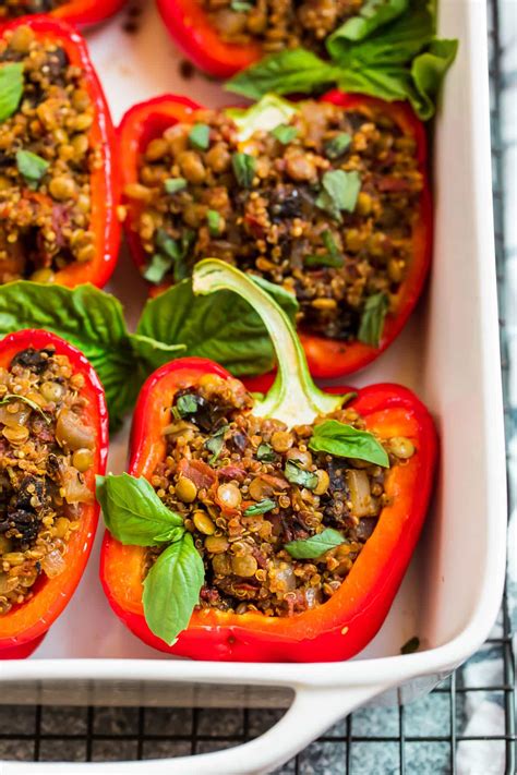 Vegan Stuffed Peppers With Quinoa Easy High Protein