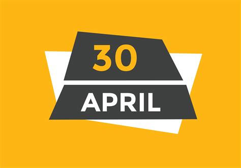 Recordatorio Del Calendario Del 30 De Abril Plantilla De Icono De