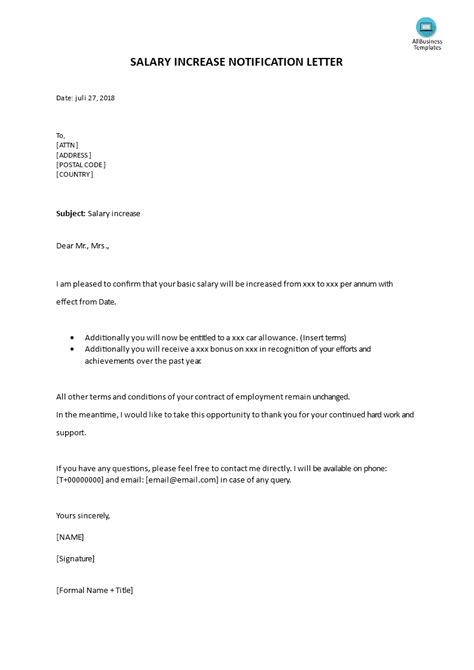 Template Salary Increase Letter To Employees