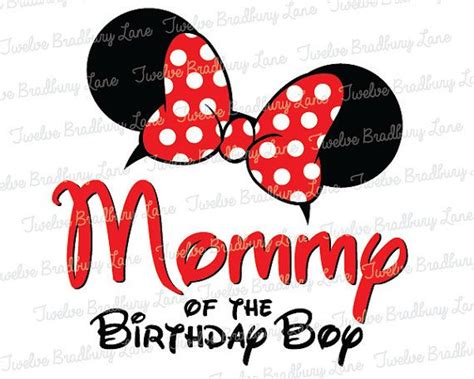 Disney Iron On Transfer Mommy Of Birthday Boy Minnie Ears Instant