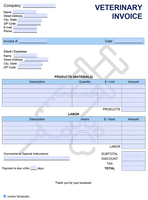 Veterinary Invoice Template The Best Professional Template