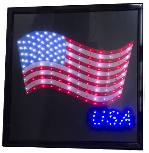 Printed American Flag Usa 19 X 19 Led Sign With Hang Chain