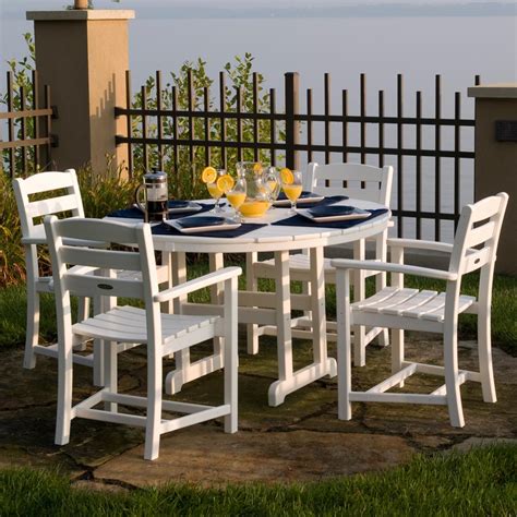 La Casa Cafe 5 Piece White Recycled Plastic Wood Patio Dining Set W 48