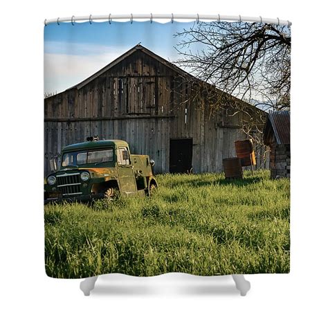 Old Jeep Old Barn Shower Curtain For Sale By Mike Ronnebeck