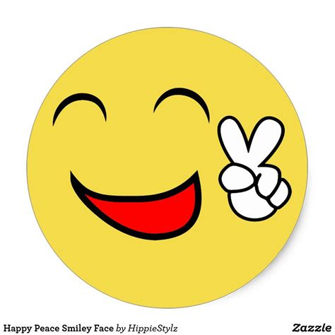Happy Peace Face Classic Round Sticker In 2021 Peace