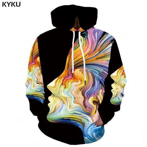 Kyku 3d Hoodies Men Psychedelic Hoodie Art Abstract Printed Sweatshirt