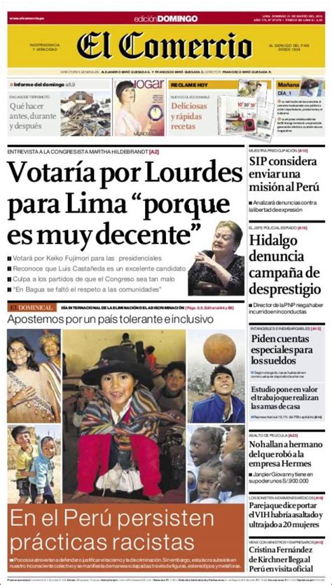 El comercio is a peruvian newspaper based in lima. Opiniones de el comercio peru