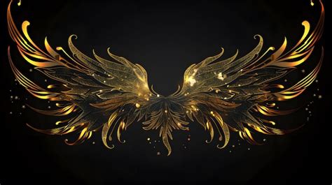 A Gold Angel Wings With A Gold Design On The Wings Premium AI