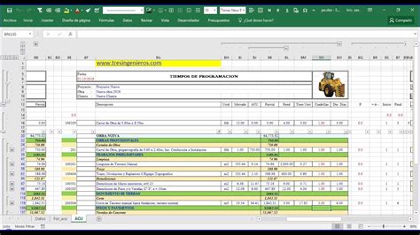 Programacion De Obra Presupuestos De Obra Excel Precex 20 Youtube