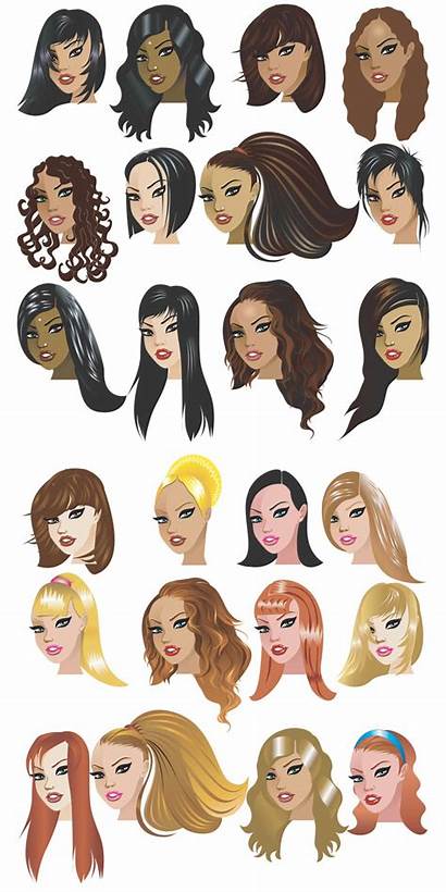 Cartoon Hairstyles Female Haircut Vector Templates Graphics