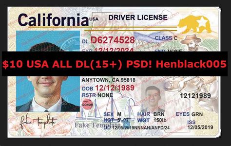 Blank California Drivers License Template Download Henblack005