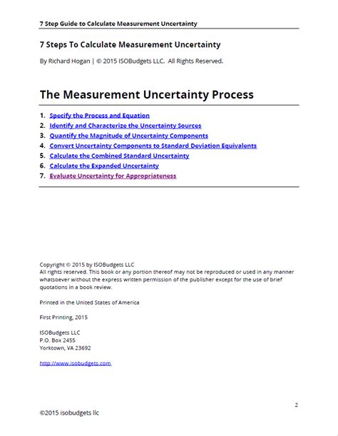 A single measurement (n = 1) in this case we will take the uncertainty due to the precision of the measuring instrument. 7 Steps to Calculate Measurement Uncertainty - isobudgets