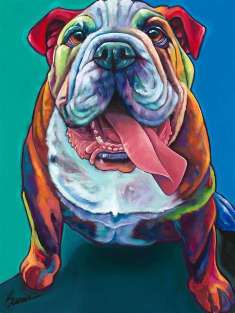 Ron Burns Dog Paintings Colorful Dog Paintings Bulldog Art