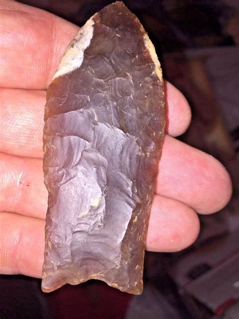 Unbelievable Transparent Knife Chert Clovis Arrowhead With Coa Native