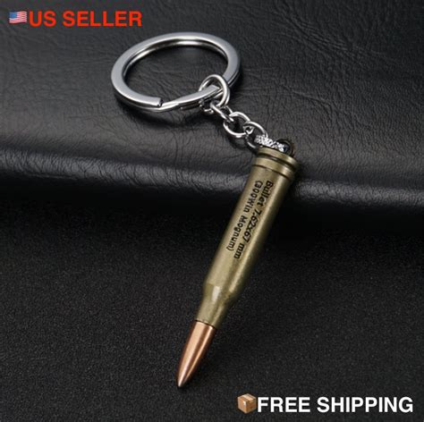 Bullet Keychain With Keyring Weapon Gun Army Military Metal Etsy