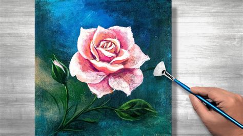 Acrylic Painting Tutorial Flowers Blooming Rose Daily Art Youtube