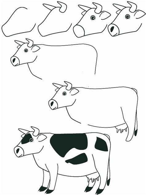 Dessin Vache Easy Animal Drawings Pencil Drawings For Beginners
