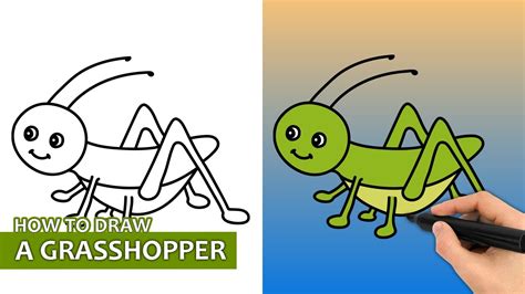 How To Draw A Grasshopper Easy Drawing Tutorial Youtube