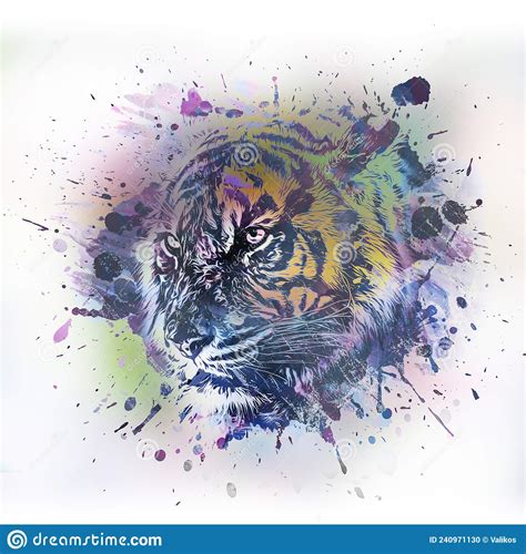 Bright Abstract Colorful Background With Tiger Paint Splashes Stock