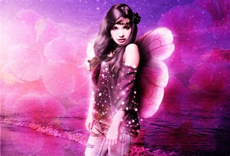 Fantasía Hada Wings Woman Chica Rosa Púrpura Fondo De Pantalla Hadas