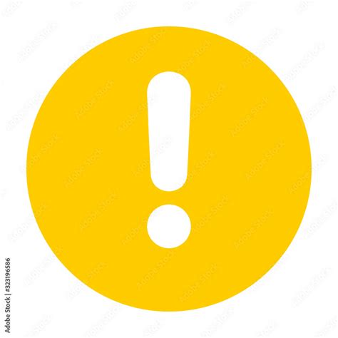 Flat Round Yellow Exclamation Point Icon Button Attention Symbol Isolated On A White