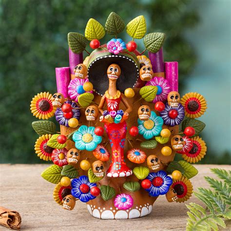 Unicef Market Hand Painted Catrina Themed Ceramic Sculpture From