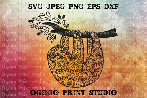 Mandala style Sloth SVG, Zentangle Svg, Animal svg