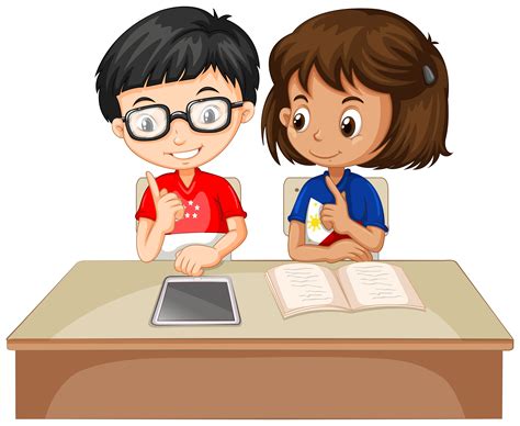 Boy And Girl Working Together 455179 Vector Art At Vecteezy