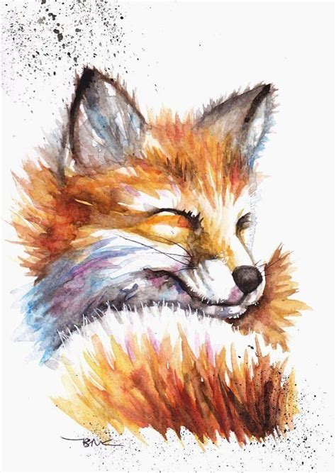 Fox Aquarell Malerei Fox Aquarell Druck Wildlife Art Tiere Füchse