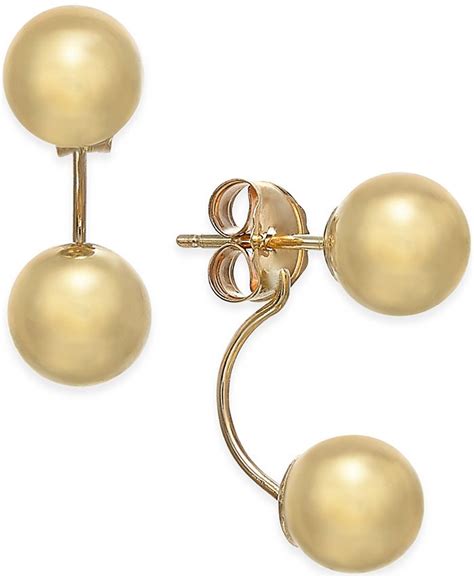 Macys Double Ball Drop Earrings In 10k Gold Macys