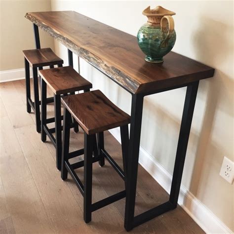 These tops are designed in a way anyone can use them while sitting or. Walnut Live Edge Bar Table | Solid Hardwood Furniture ...
