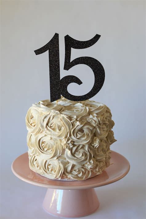 Glitter 15 Birthday Age Cake Topper 15th Birthday Quince Etsy