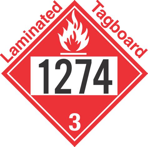 Flammable Class 3 UN1274 Tagboard DOT Placard