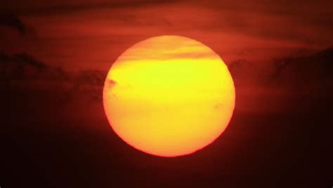 Big Yellow Red Sun Disk In Sunset Sky Timelapse Stock Footage Video