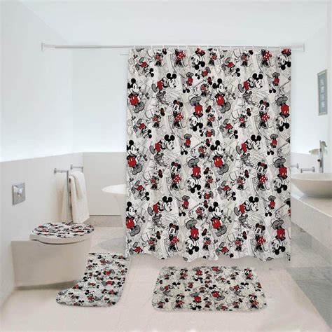 Mickey Mouse Posing Pattern Bathroom Shower Curtain Set Rever Lavie