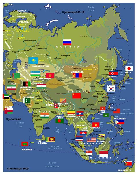 Physical And Administrative Map Of Asia World Geography Map Asia Map