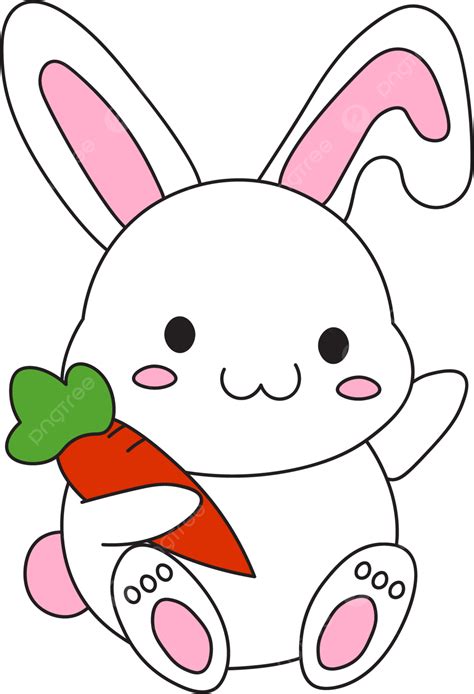 Rabbit Holding Carrot Rabbit Chibi Cute Rabbit PNG And Vector With Transparent Background For