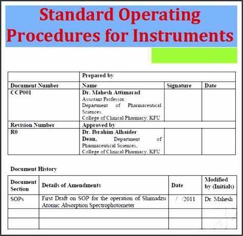 10 Printable Standard Operating Procedure Template