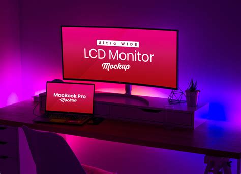 Download Free Ultra Wide Screen LCD & MacBook Pro Mockup PSD - Good ...