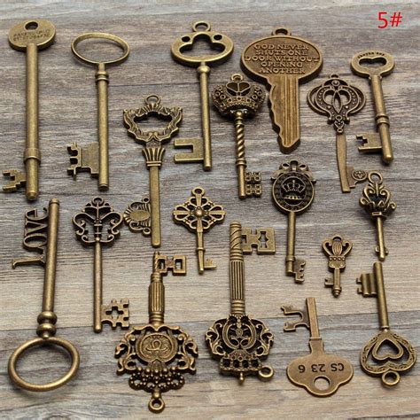 Pcs Vintage Bronze Skeleton Keys Lock Antique Old Look Steampunk Pendent Jewelry Making Charms