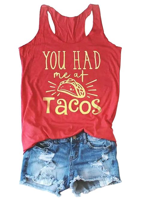 Buy You Had Me At Tacos Tank Top Women Tacos Graphic Sleeveless Casual