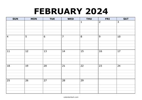 Free And Cute Printable February 2024 Calendar Calendarkart