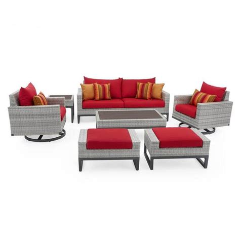 Rst Brands Milo Grey 7 Piece Wicker Motion Patio Deep Seating