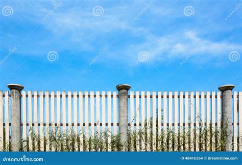 Blue Sky And Wood Fence Stock Photo Image Of Cement 48416364