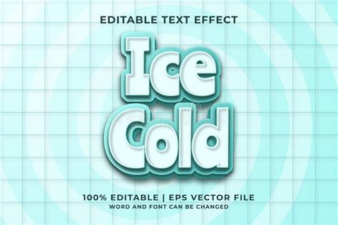 Editable Text Effect Ice Cold 3d Template Style Premium Vector Stock