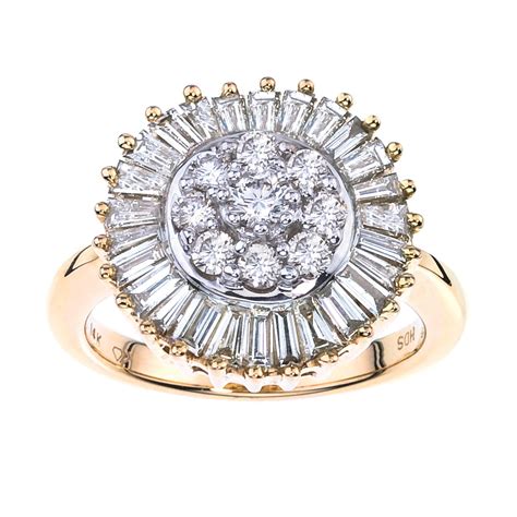 Diamond Cocktail Cluster Ring In 14k Yellow Gold 1 50 Carats I J I1