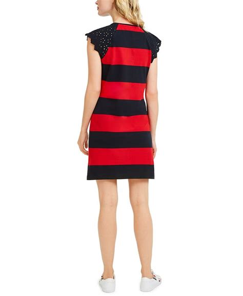 Tommy Hilfiger Striped Embroidered Sleeve Dress Macy S